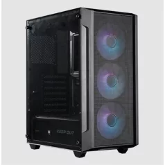   KEEP OUT Számítógépház - XC-200 MESH (fekete, ablakos, 3x12cm RGB venti, ATX, 2xUSB2.0, 1xUSB3.0)