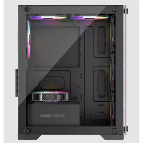 KEEP OUT Számítógépház - XC-201 GLASS (fekete, ablakos, 4x12cm ARGB venti, microATX, 1xUSB2.0, 1xUSB3.0)