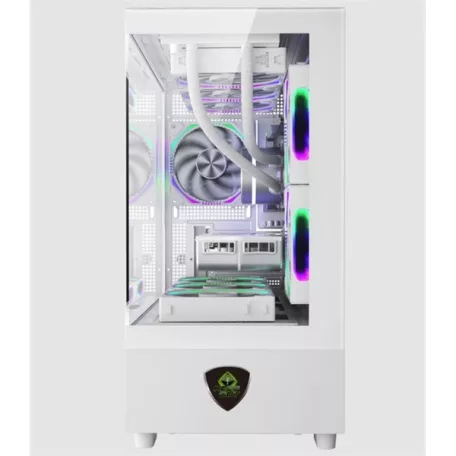 KEEP OUT Számítógépház - XC-301W GLASS (fehér, ablakos, 3x12cm ARGB venti, microATX, 1xUSB2.0, 1xUSB3.0)
