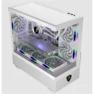 KEEP OUT Számítógépház - XC-301W GLASS (fehér, ablakos, 3x12cm ARGB venti, microATX, 1xUSB2.0, 1xUSB3.0)