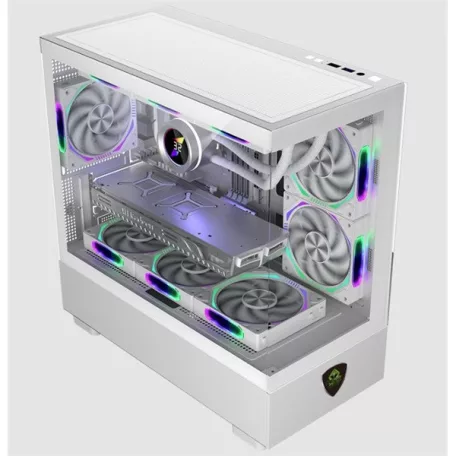 KEEP OUT Számítógépház - XC-301W GLASS (fehér, ablakos, 3x12cm ARGB venti, microATX, 1xUSB2.0, 1xUSB3.0)