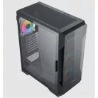 KEEP OUT Számítógépház - XC-901 PRO (fekete, ablakos, 4x12cm ARGB venti, microATX,  1xUSB3.0, 1xType-C)