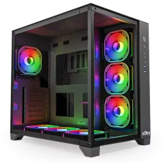   NJOY Számítógépház -  AURA (fekete, ablakos, ATX, 7x12cm, 2xUSB3.0, 1x USB-C)