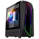 Spirit of Gamer Számítógépház - INFINITY Black (fekete, ablakos, 2x12cm ventilátor, alsó táp,  ATX, 1xUSB3.0, 2xUSB2.0)