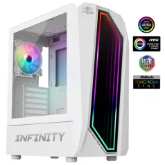   Spirit of Gamer Számítógépház - INFINITY White (fekete, ablakos, 2x12cm ventilátor, alsó táp,  ATX, 1xUSB3.0, 2xUSB2.0)