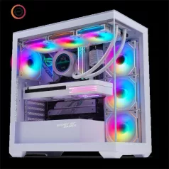   Spirit of Gamer Számítógépház - SPARK Arctic (fehér, ablakos, 6x12cm ventilátor, alsó táp,  ATX, 2xUSB3.0, 1xUSB-C)