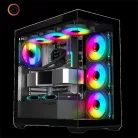 Spirit of Gamer Számítógépház - SPARK Black (fekete, ablakos, 6x12cm ventilátor, alsó táp,  ATX, 2xUSB3.0, 1xUSB-C)