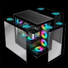 Spirit of Gamer Számítógépház - SPARK Black (fekete, ablakos, 6x12cm ventilátor, alsó táp,  ATX, 2xUSB3.0, 1xUSB-C)