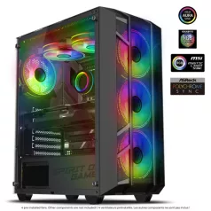  Spirit of Gamer Számítógépház - REBEL NX Black (fekete, ablakos, 4x12cm ventilátor, alsó táp,  ATX, 1xUSB3.0, 2xUSB2.0)