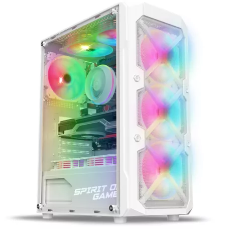 Spirit of Gamer Számítógépház - REBEL XT White (fekete, ablakos, 4x12cm ventilátor, alsó táp,  ATX, 1xUSB3.0, 2xUSB2.0)