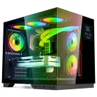 Spirit of Gamer Számítógépház - VIPER CRX Black (fekete, ablakos, 6x12cm ventilátor, alsó táp,  ATX, 1x USB-C, 2x USB-A)