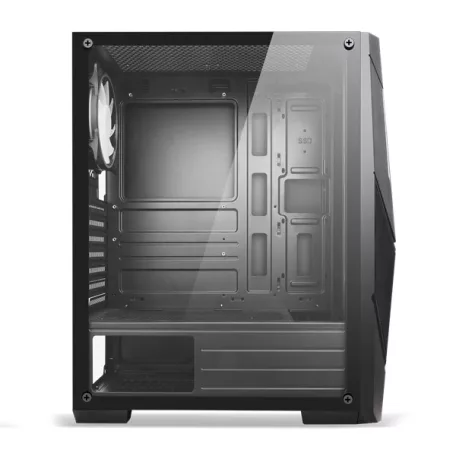 Spirit of Gamer Számítógépház - Rogue V RGB (fekete, ablakos, 2x12cm ventilátor, alsó táp,  ATX, 1xUSB3.0, 2xUSB2.0)