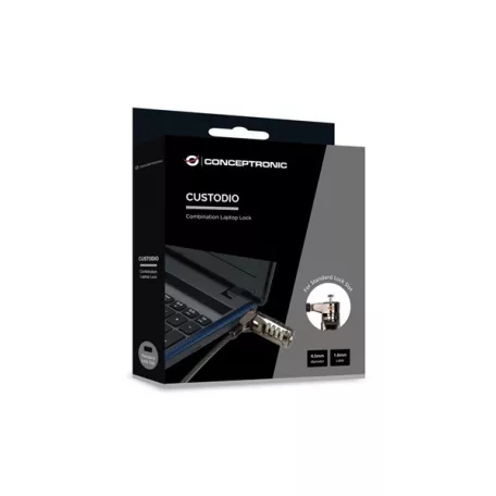 Conceptronic Notebook Kábelzár - CUSTODIO01BS  (Számzáras, Standard Lock Slot, 1,8m)