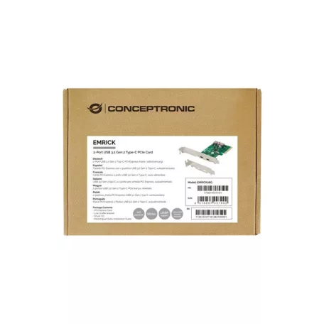 Conceptronic Bővítőkártya - EMRICK08G (PCIe x4 to 2x USB-C 3.2 Gen2, saját tápellátás)