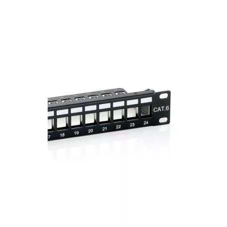 Equip Keystone Patch Panel - 769124 (24 port, 1U, árnyékolt, fekete)