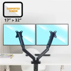   Advance Monitor Asztali konzol - MECAMOUNT Dual (17-32", Max.: 2x9kg, dönthető, forgatható, fekete)