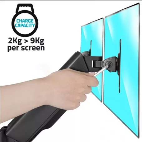 Advance Monitor Asztali konzol - Ergomount Dual (17-32", Max.: 2x9kg, dönthető, forgatható, gázrugó, fekete)