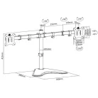 Equip Monitor Asztali konzol - 650123 (17"-32",2 monitor,dönthető, forgatható, Max.: 2x 8kg, fekete)