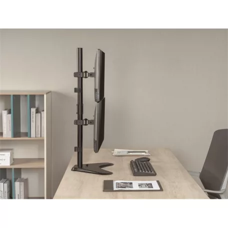 Equip Monitor Asztali állvány - 650128 (17"-32", 2 monitor, dönthető, forgatható, állítható magasság, Max.:2x9kg,fekete)