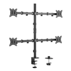   Equip Monitor Asztali konzol - 650159 (13"-27", 4 monitor, dönthető, forgatható, állítható magasság, Max.:4x9kg, fekete)