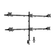   Equip Monitor Asztali konzol - 650160 (13"-27", 6 monitor, dönthető, forgatható, állítható magasság Max.: 3x7kg, fekete)