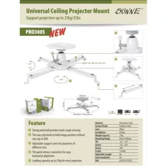   SUNNE (PRO300S) Projektor mennyezeti konzol dönthető, Profil: 135mm, max 25kg (fehér)