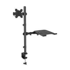   Manhattan asztali állvány -  1db monitor + 1 db laptop  (min.VESA:75x75, 13"-32"-ig, 360° fordítás, 8kg, fekete)