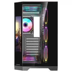  Rampage Számítógépház - NOVA (fekete; üveg; ATX; 9,17" TFT kijelző, 7x120mm RGB, 1xUSB3.0 + 1xUSB2.0)