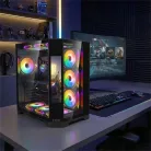 Rampage Számítógépház - NOVA (fekete; üveg; ATX; 9,17" TFT kijelző, 7x120mm RGB, 1xUSB3.0 + 1xUSB2.0)