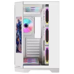   Rampage Számítógépház - NOVA (fehér; üveg; ATX; 9,17" TFT kijelző, 7x120mm RGB, 1xUSB3.0 + 1xUSB2.0)