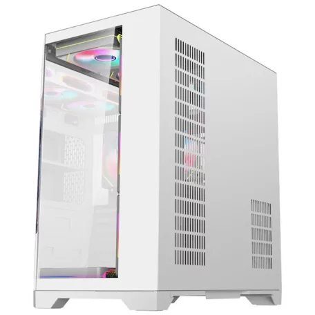 Rampage Számítógépház - NOVA (fehér; üveg; ATX; 9,17" TFT kijelző, 7x120mm RGB, 1xUSB3.0 + 1xUSB2.0)