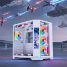 Rampage Számítógépház - NOVA (fehér; üveg; ATX; 9,17" TFT kijelző, 7x120mm RGB, 1xUSB3.0 + 1xUSB2.0)