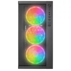   Rampage Számítógépház - VEGA V2 (fekete; üveg; mATX; alsó táp; 4x120mm RGB, 1xUSB3.0 + 2xUSB2.0)