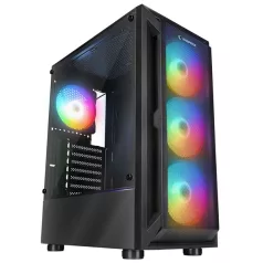   Rampage Számítógépház - SHIVA  (fekete; ablakos; ATX, alsó táp, 4x120mm LED)