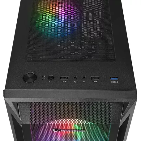 Rampage Számítógépház - SHIVA  (fekete; ablakos; ATX, alsó táp, 4x120mm LED)