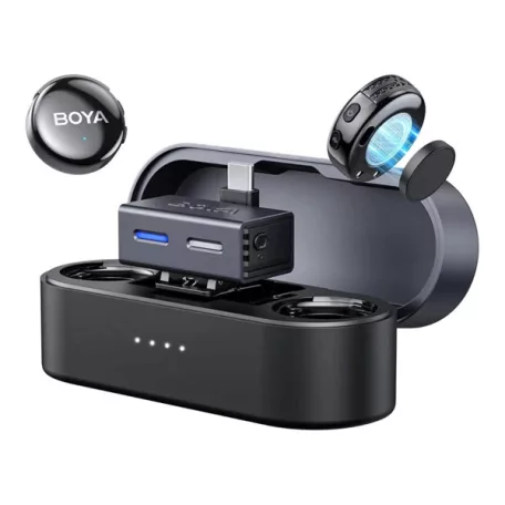 BOYA Mikrofon - BOYALINK 3-02 (Vezeték nélküli, zajszűrés, fekete, USB-C, 3,5mm)