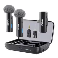   BOYA Mikrofon - BOYALINK V2.0 (Vezeték nélküli, zajszűrés, fekete, Lightning, USB-C)