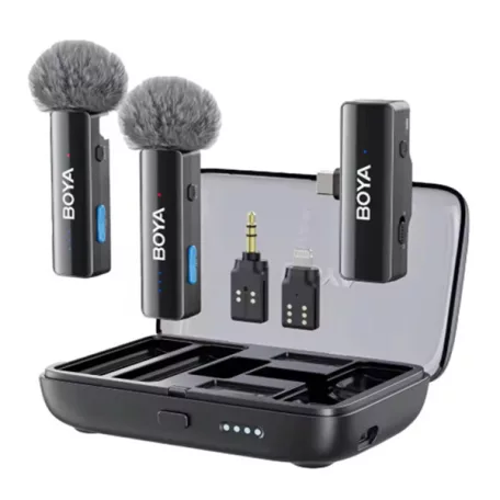 BOYA Mikrofon - BOYALINK V2.0 (Vezeték nélküli, zajszűrés, fekete, Lightning, USB-C)