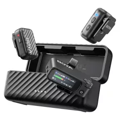   BOYA Mikrofon - BOYAMIC 2-02 (Vezeték nélküli, zajszűrés, fekete, USB-C, 3,5mm)