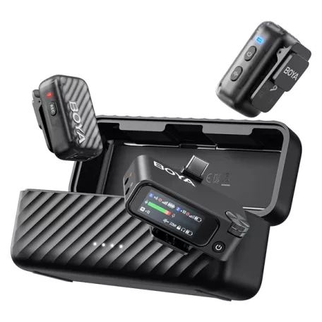 BOYA Mikrofon - BOYAMIC 2-02 (Vezeték nélküli, zajszűrés, fekete, USB-C, 3,5mm)