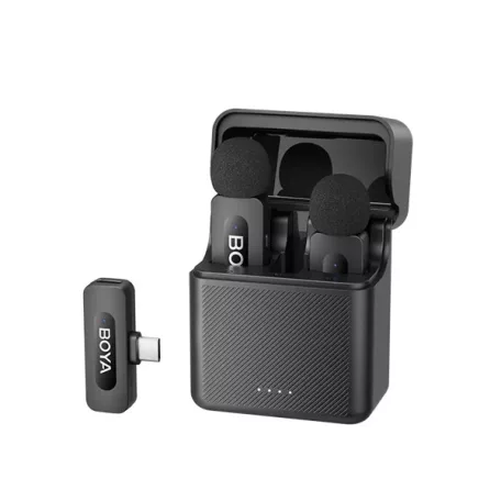 BOYA Mikrofon - BY-V30 (Vezeték nélküli, fekete, 2TX+1RX, USB-C)