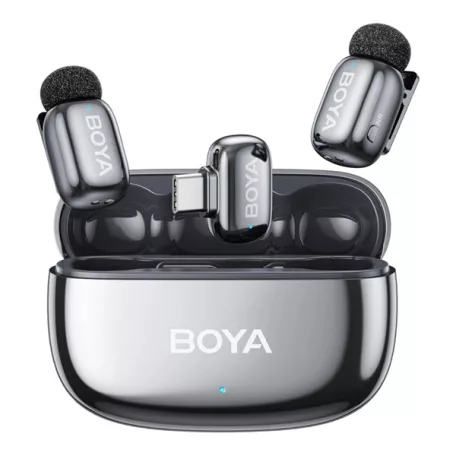 BOYA Mikrofon - mini 2-02-Space Gray (Vezeték nélküli, AI zajszűrő, szürke, 2TX+1RX, USB-C)