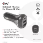 Club 3D Autós Töltő - CAC-1921 (36W, 2x USB-A, 1x USB-C, 12-24V, QC3.0)