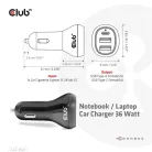 Club 3D Autós Töltő - CAC-1921 (36W, 2x USB-A, 1x USB-C, 12-24V, QC3.0)