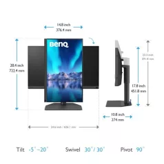   BenQ monitor 27" - SW272Q (IPS, 16:9, 2560x1440, 5ms, 300nit, 100% sRGB, 98% P3, 99% Adobe, 90W USB-C, HDR, HDMI,DP)