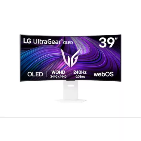 LG Monitor 39" - 39GX90SA-W (OLED; Ívelt, 21:9; 3440x1440; <1ms; 275cd; 240Hz, HDMIx2, DP; USB; HDR; FreeSync; G-sync)