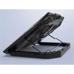   Conceptronic Notebook Hűtőpad 17"-ig - THYIA02B (USB, 2x12,5cm, LCD kijelző, állítható magasság, csúszásmentes, fekete)