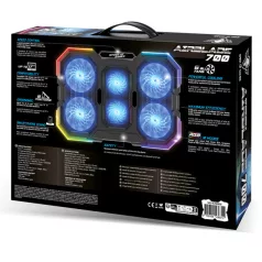   Spirit of Gamer Notebook Hűtőpad 17"-ig - AIRBLADE 700 RGB (29dB; max. 180 m3/h; 4x10cm+2x7cm, RGB LED, 2xUSB2.0)
