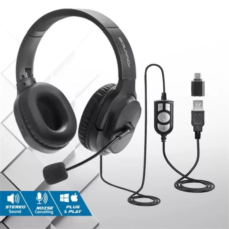 Advance Fejhallgató - SMARTPHONICS 550 (USB, 1,9m kábel, fekete)