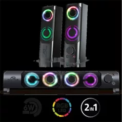   Advance Hangszóró - SOUNDPHONICS RGB 6W RMS (2.0, 3,5mm Jack, RGB, fekete)